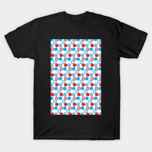 Retro Hexagons - Red White and Blue T-Shirt